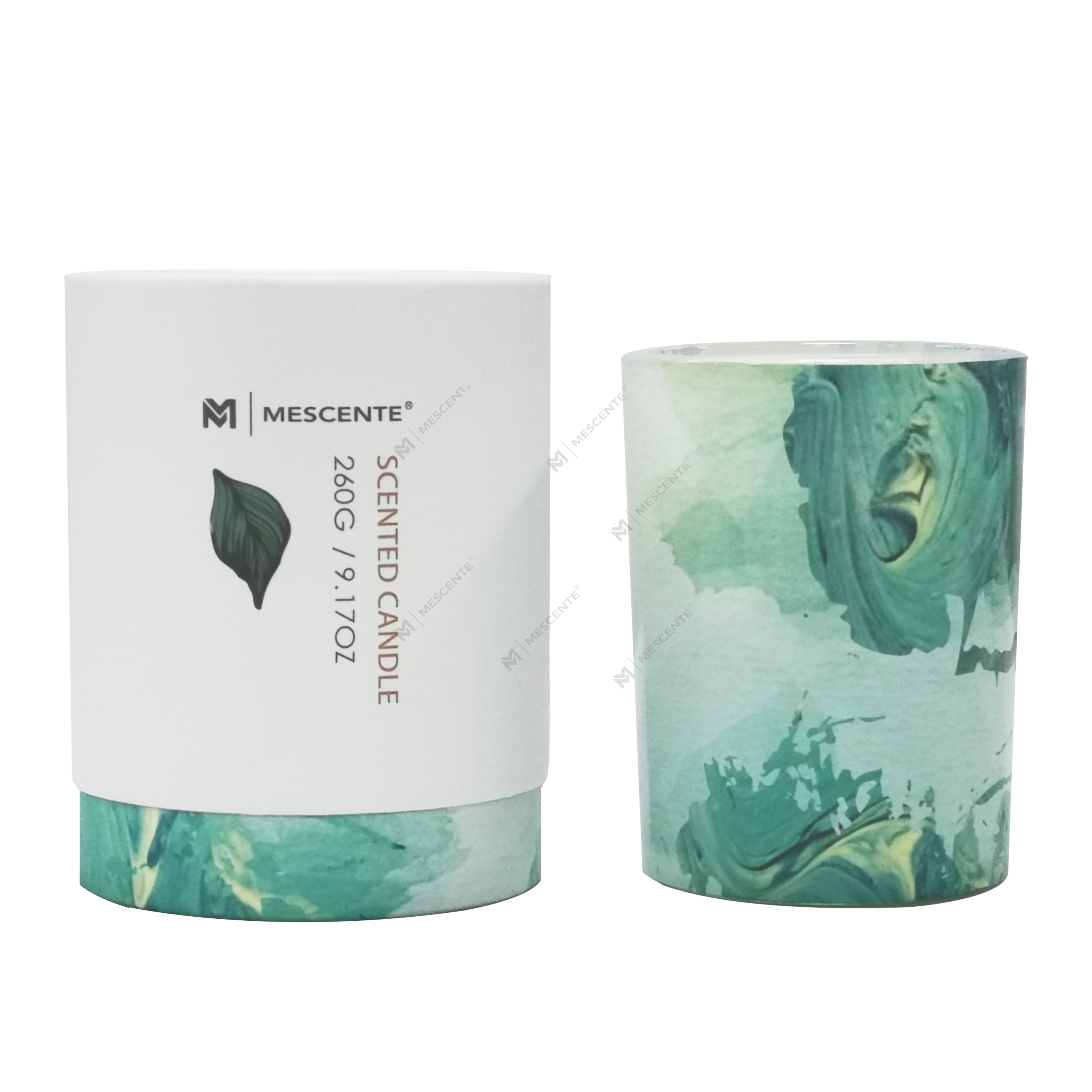 M&Scent wholesale private label green glass jar palm candle,spiritual candles