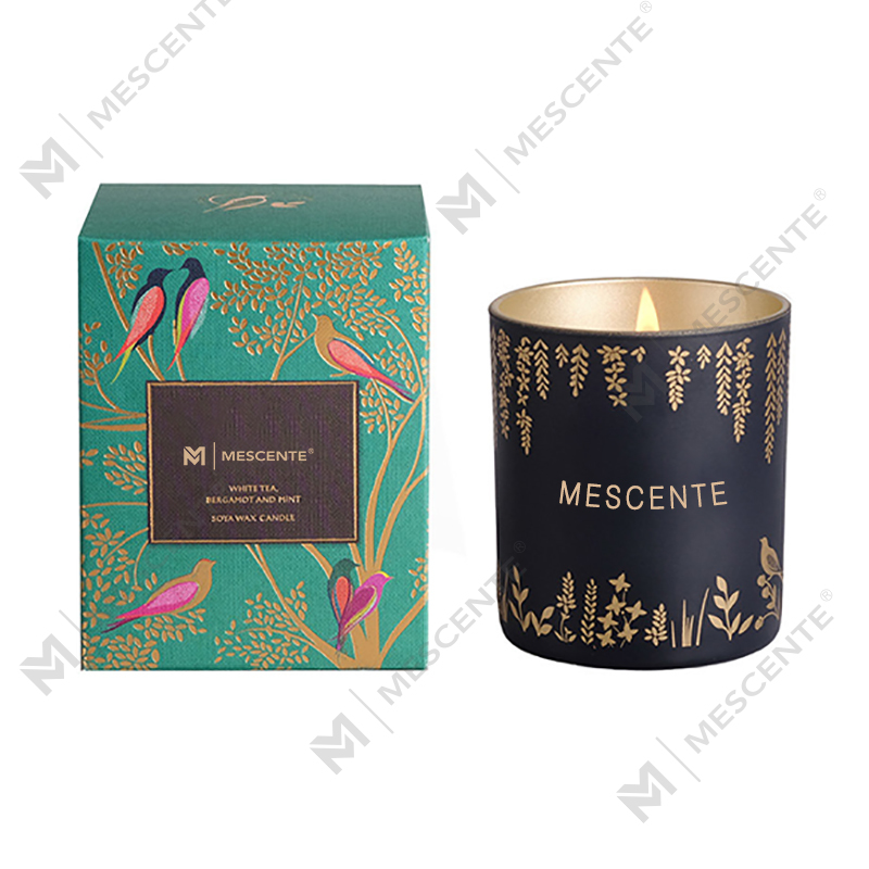 Private Label Personalised Black Wood Wick Candles Scented Luxury With Crystals