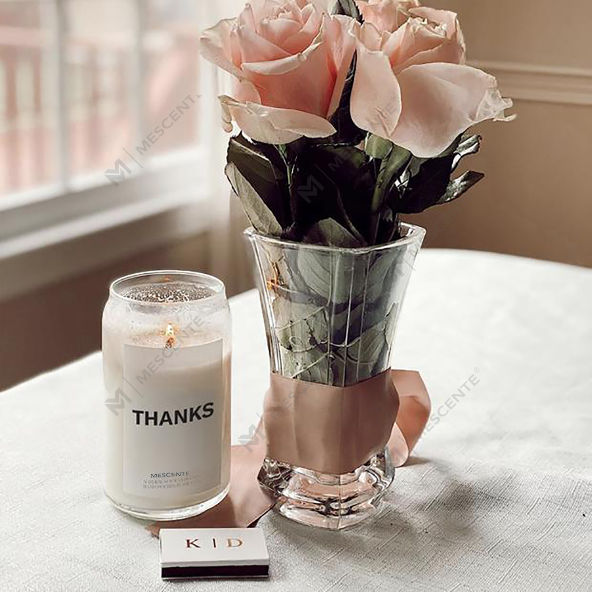 M&Scent Organic Customized Ceramic Milky Woodwick Candles, Candle Container