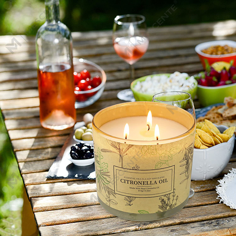 Long Lasting 3 Wick Jar Scented Aromatherapy Citronella Oil Candles Sets for Home Garden Patio Balcony