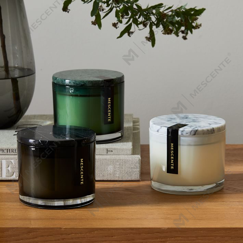 Wholesale Low Moq Luxury Unlabeled 2 Wick Vitrina Marble Lidded Candle