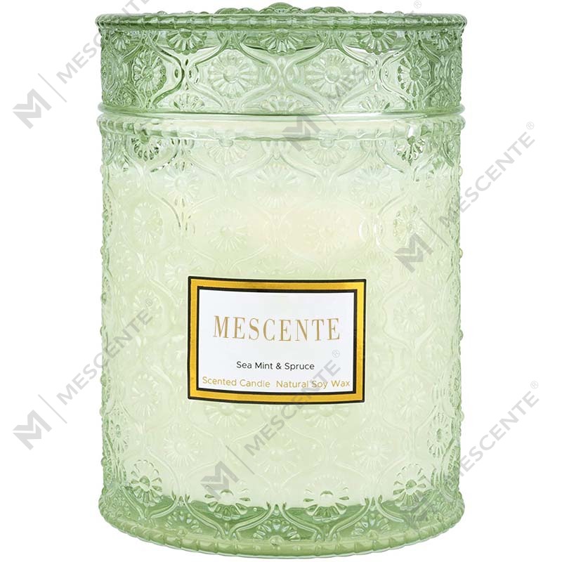 Homemade Eucalyptus Spear Mint Soy Wax Dried Flower Scent Spa Candle