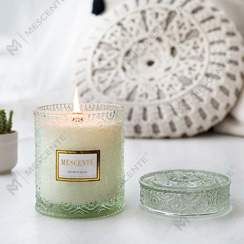 Homemade Eucalyptus Spear Mint Soy Wax Dried Flower Scent Spa Candle