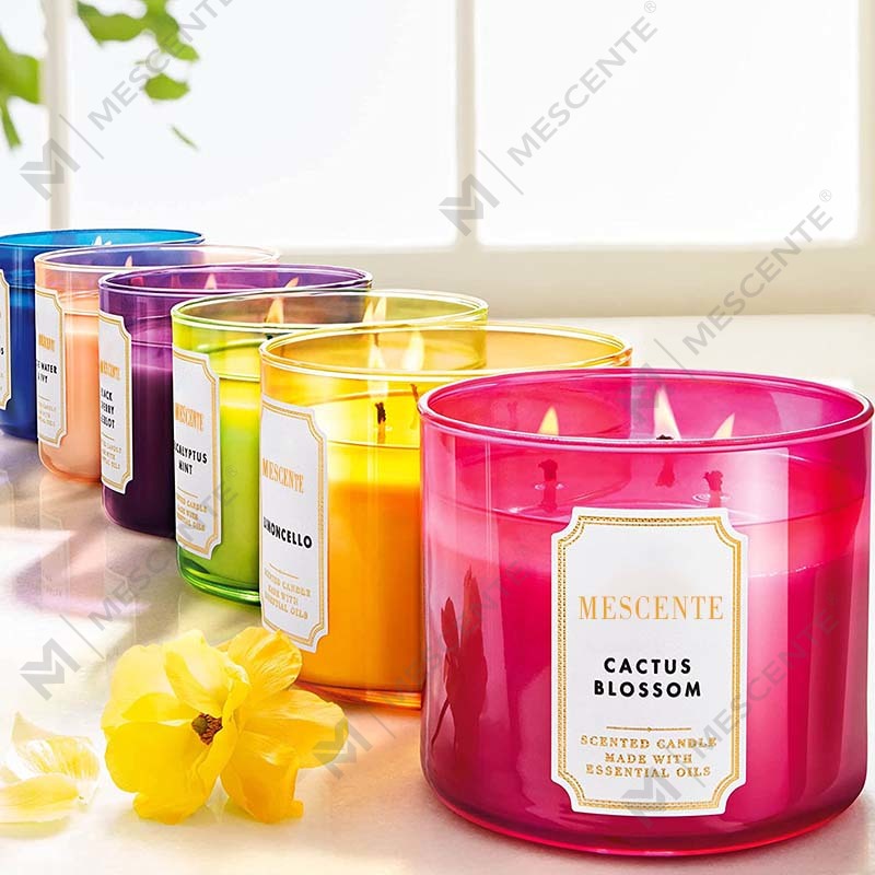 M&Scent Hand Made 3 Wick Natural Jasmine Scented Soy Wax Candle Gift, Private Label Aromatherapy Crystal Candles