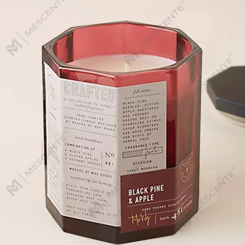M&Scent Custom Luxury Wooden Lid Cotton Wick Glass Vessel Soy Wax Blend Autumnal Crafted Glass Candle